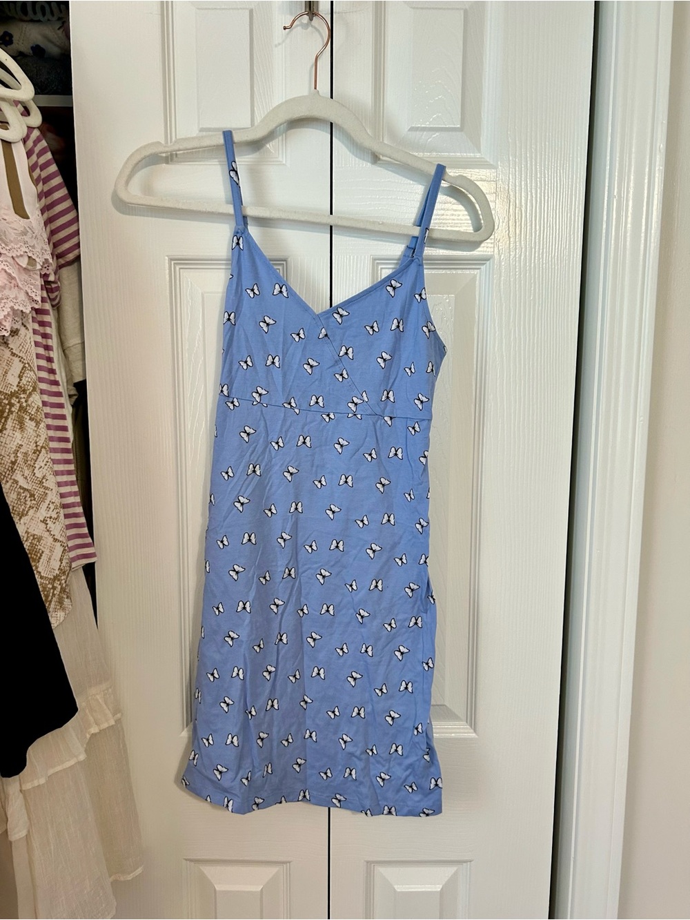 Hollister Light Blue Butterfly Print Mini Dress